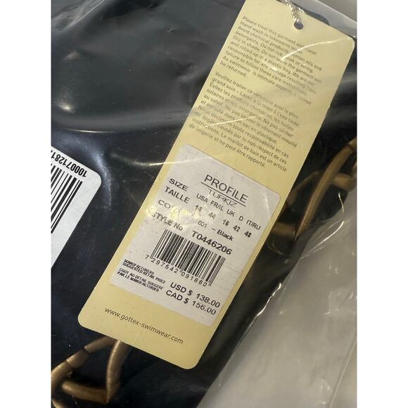 Gottex Profile Turkiz Women's One Piece Swimsuit Black Gold Size NWT - Picture 6 of 6